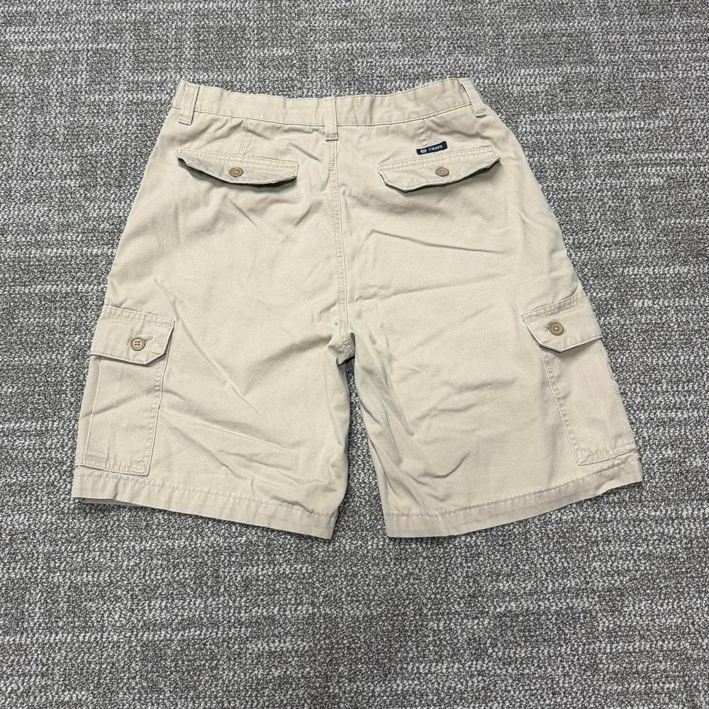 Chaps Mens Cargo Shorts Khaki Tan Cotton Twill Multi Pocket Size 34